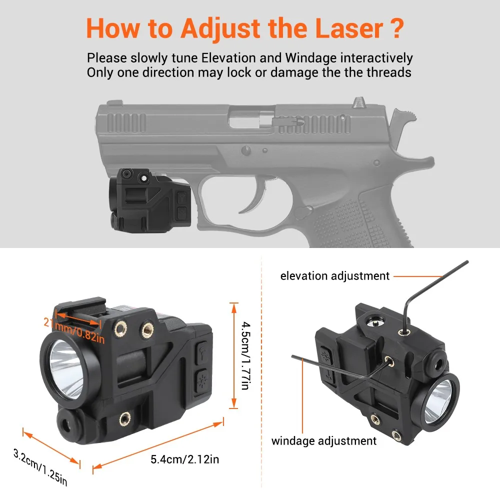 Combo de luz de pistola láser verde, linterna de pistola recargable magnética de 800LM, mira láser para riel Picatinny de 20mm - imagen 5