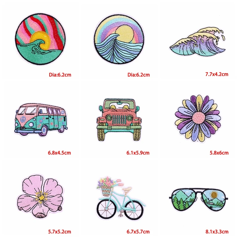 10 Uds. Parche bonito de estilo de dibujos animados para auriculares, taza de piruleta de Pizza, parches bordados, parches para planchar para ropa, parche de gato arcoíris - imagen 2