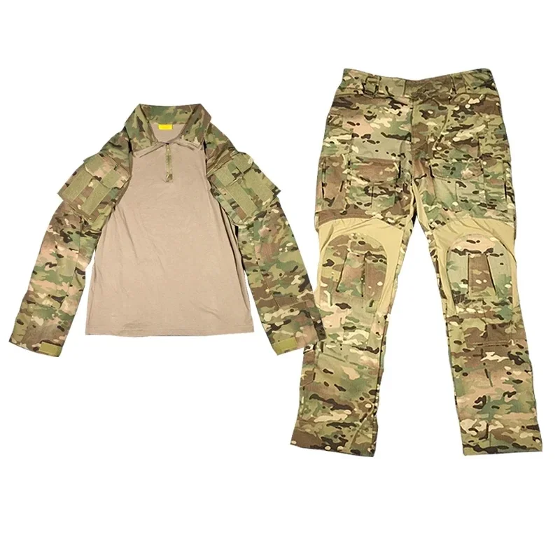 Trajes tácticos de 2 uds., uniforme de combate de camuflaje, pantalones Cargo de corte activo Ripstop, ropa de trabajo para hombres, conjuntos de senderismo y acampada resistentes al desgaste - imagen 4