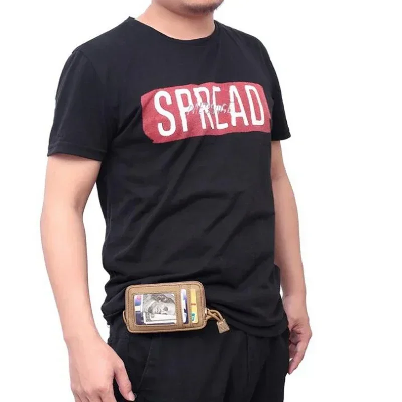 Riñonera para hombre, tarjetas, llavero, bolsillo pequeño, riñonera EDC, billetera, bolsa de bolsillo, dinero, caza al aire libre, paquete de senderismo