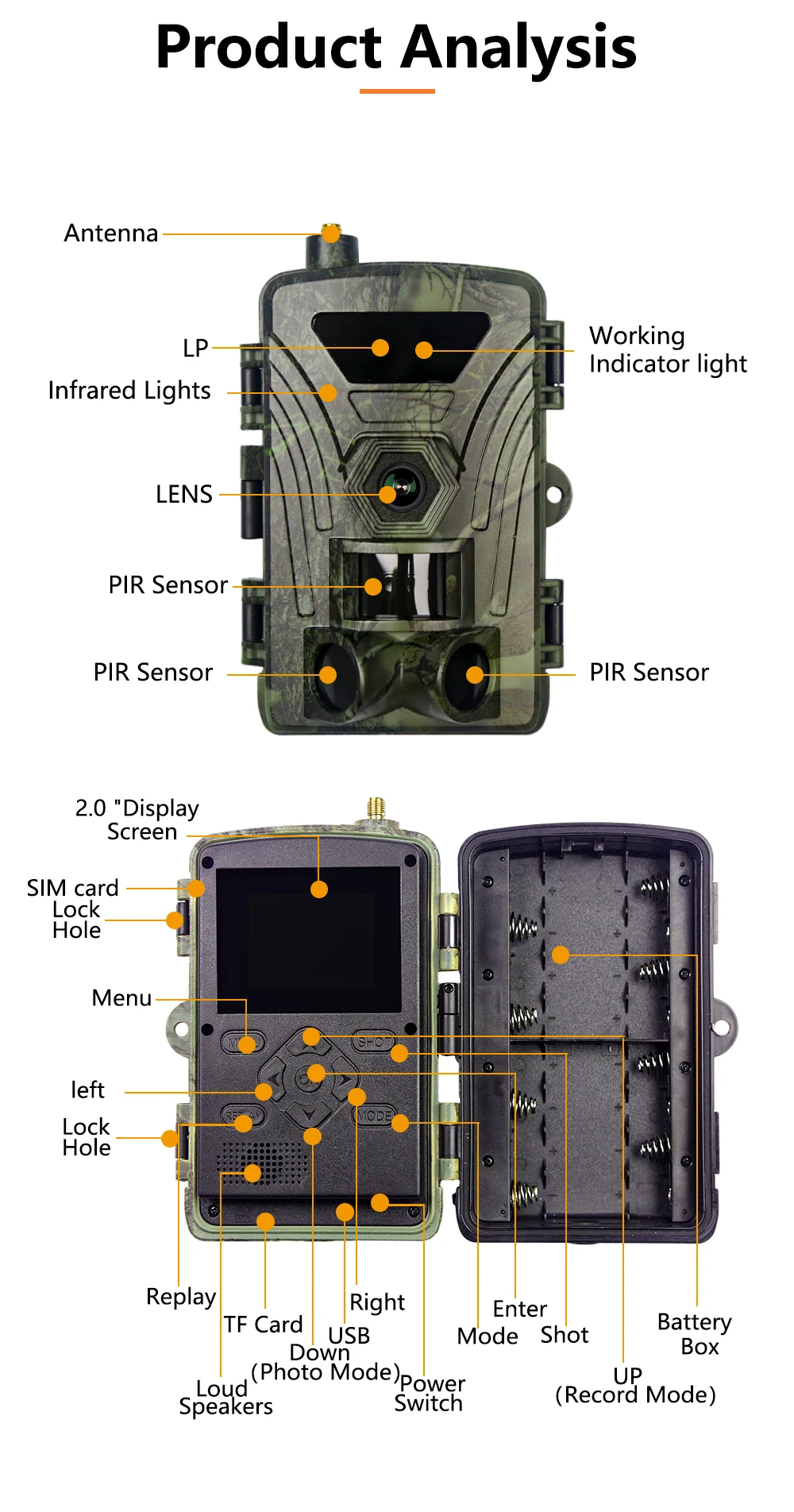 PR802LTE 4G cámara de rastreo de caza 60/48/42 MP 4K cámara salvaje inalámbrica transmisión de fotos celular cámara de juego de vigilancia en exterior - imagen 4