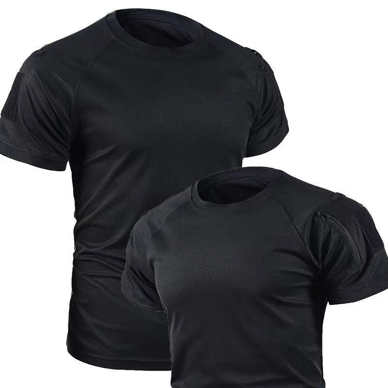 Camisetas militares tácticas de verano para hombre, camisetas elásticas transpirables de secado rápido, camisetas extraíbles para senderismo y acampada, camisetas de escalada, camiseta deportiva para gimnasio