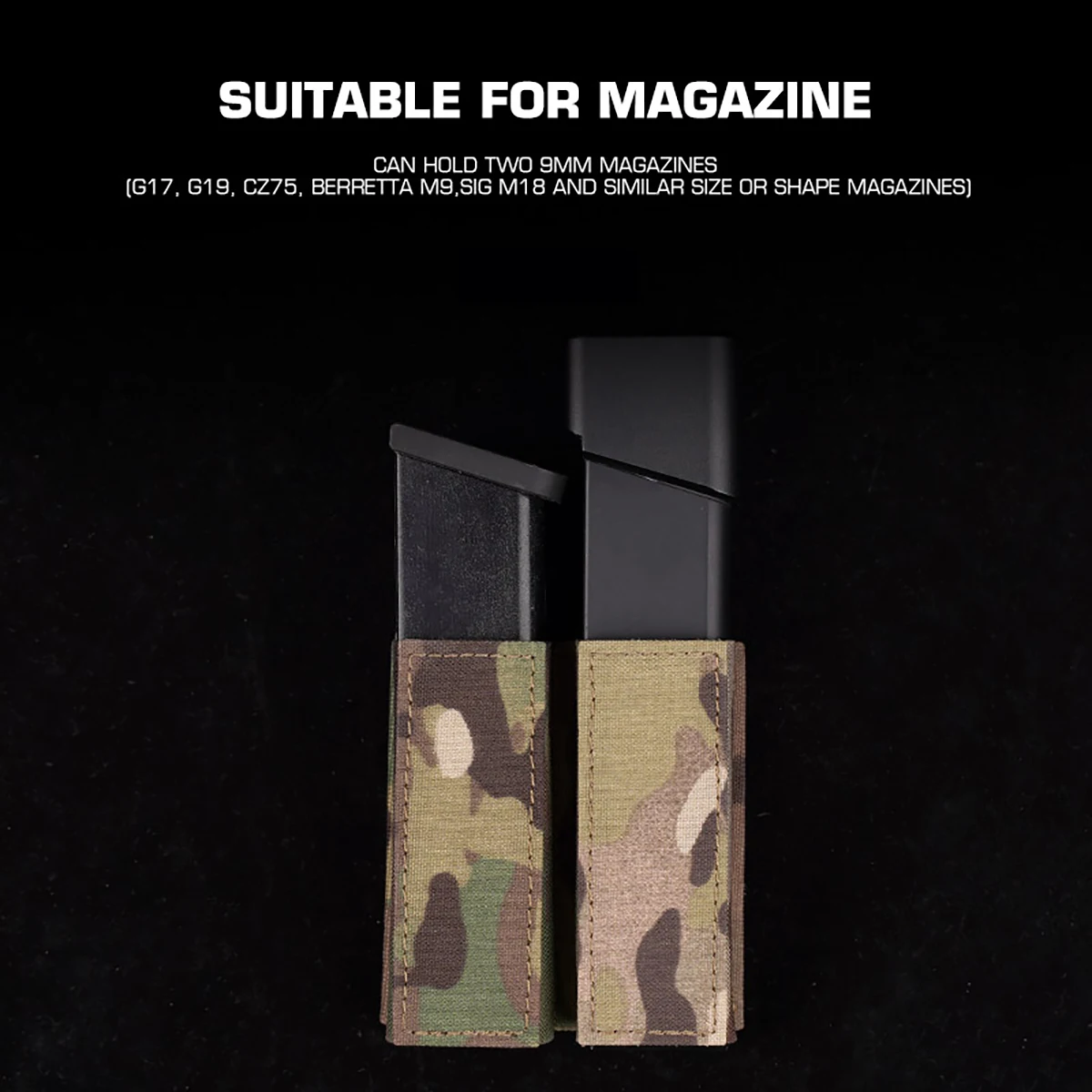 Bolsa doble magnética MK2 de 9mm, porta revistas de pistola, inserto de revista de liberación rápida incorporado, Compatible con cinturón PHC y cinturones de 1,75" - imagen 4