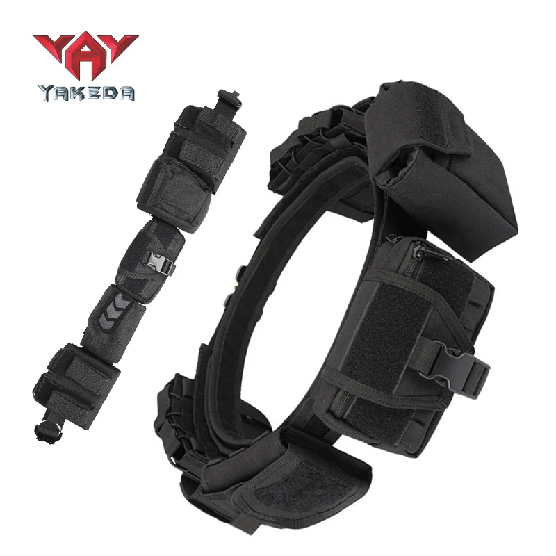 YAKEDA-riñonera táctica CS, cinturón de combate Molle Airsoft, 6 en 1 bolsa de almacenamiento, bolsa de senderismo, cinturón acolchado, accesorios de caza - imagen 3