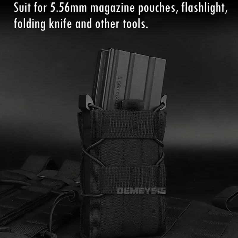 Bolsas para revistas tácticas AK AR M4 AR15, 9MM, 5,56, bolsa para revistas individual, Rifle, pistola, Molle Mag, funda, bolsa, soporte para herramientas de caza - imagen 5