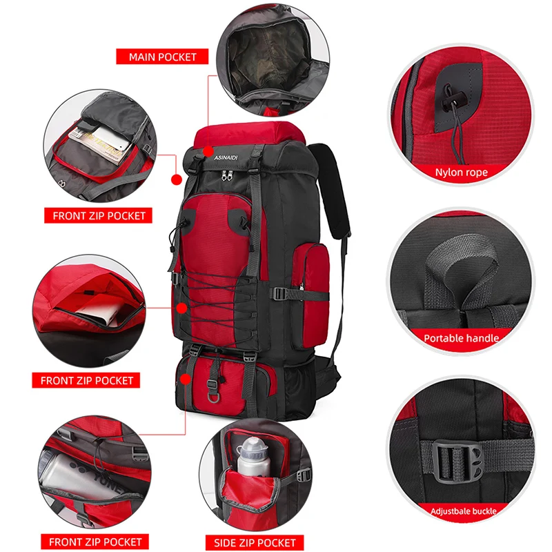 Mochila de acampada de 80L, bolso táctico impermeable para deportes al aire libre, senderismo, Trekking, montañismo, escalada - imagen 5