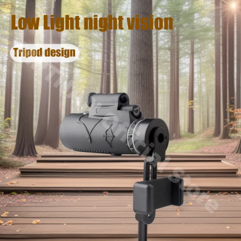 Potente telescopio Monocular 50X60, binoculares portátiles, telescopio de largo alcance, caza, Camping con trípode, Clip para teléfono