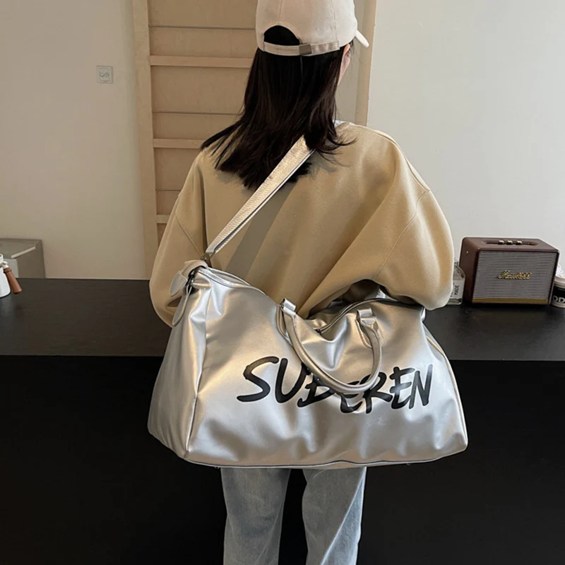 Bolsa de mano para gimnasio, Fitness, Yoga, bolsas de lona deportivas, equipaje de viaje de PU, bolso para acampar al aire libre, escalada, mochila escolar grande de mano para fin de semana - imagen 4