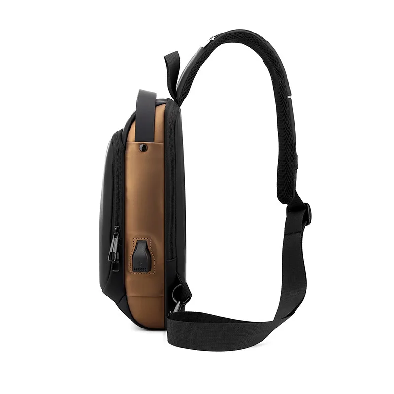 Bolso de hombro con carga USB para hombre, bolsa de pecho antirrobo con orificio para auriculares, multifunción, Correa única ajustable - imagen 4