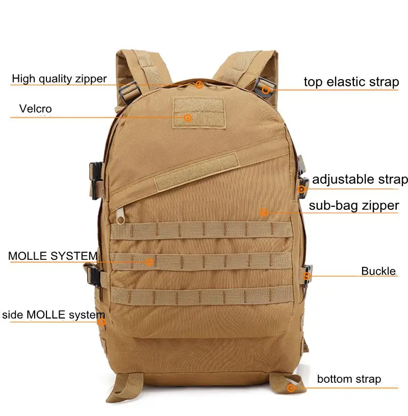 Mochila de senderismo y deportes al aire libre 3D, mochila táctica militar multifuncional, bolsa de camuflaje de caza Molle de asalto - imagen 5