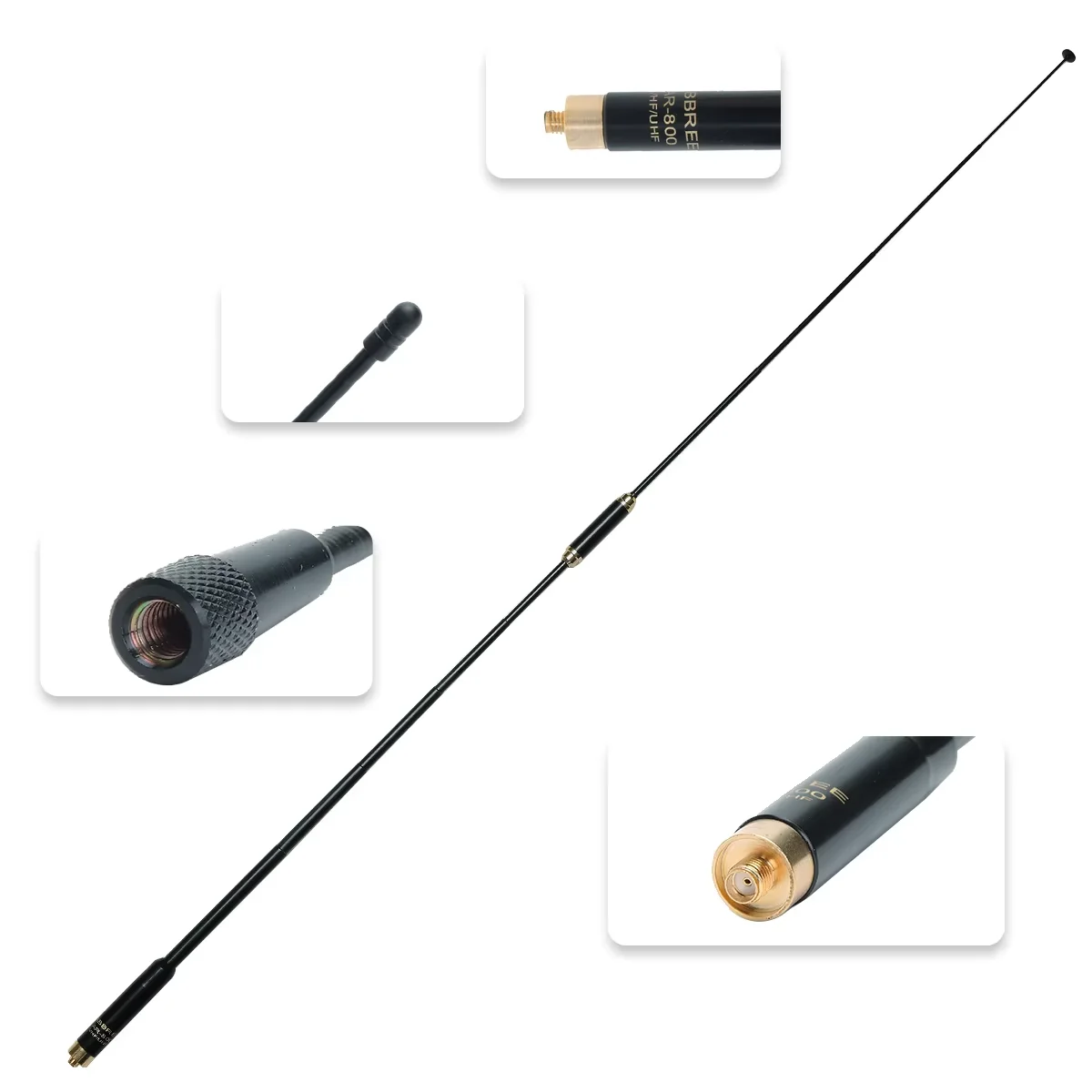 ABBREE AR800 Antena telescópica de doble banda UHF/VHF 50W SMA hembra/macho/BNC para Kenwood Baofeng Quansheng - imagen 5