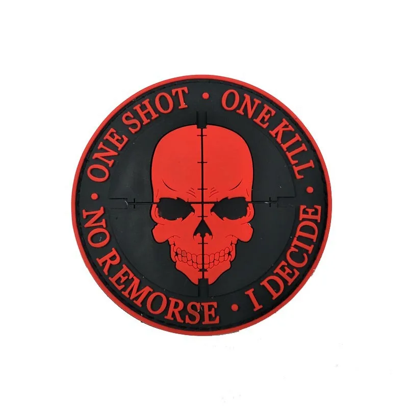 One Shot One Kill cráneo 3D PVC gancho y bucle parche táctico francotirador militar parches en ropa insignias de calavera - imagen 5