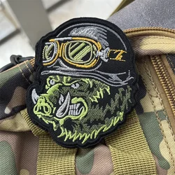 Parche bordado militar táctico "jabalí", insignias de moral con gancho para ropa, pegatinas para mochila