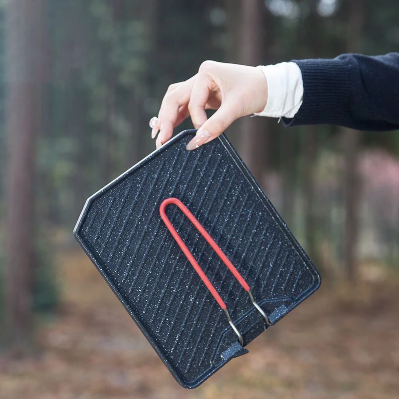 Sartén para barbacoa para acampar al aire libre, sartén antiadherente para el hogar, horno de Cassette, sartén para barbacoa, sartén portátil fácil de limpiar - imagen 4