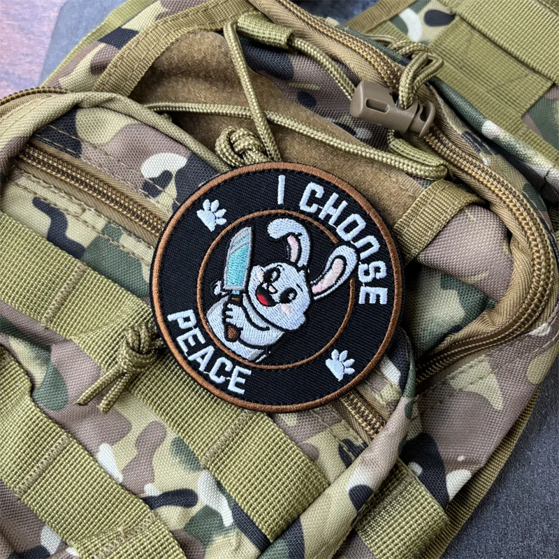 Parche bordado divertido "I CHOOSE PEACE", parche con gancho, insignia de moral táctica, pegatinas para mochila para ropa