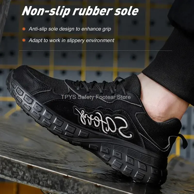 Zapatos de seguridad con punta de acero para hombre, antigolpes botas de trabajo, ligeras y transpirables, cómodas - imagen 5