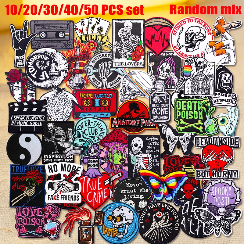 Parche termoadhesivo bordado calavera punk terror para coser - imagen 3