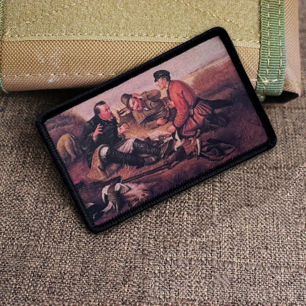 Parches de Meme "Hunter Resting", parche de gancho y bucle, brazalete moral, insignia de moral del ejército militar, pegatinas tácticas para mochila - imagen 4