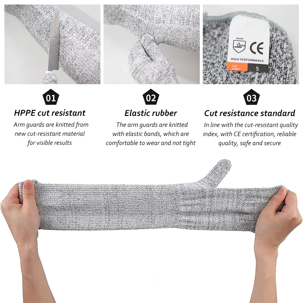 Hppe-Manga anticorte para uso en fábrica de vidrio, guantes extendidos para protección del brazo, manga larga, grado 5 - imagen 4