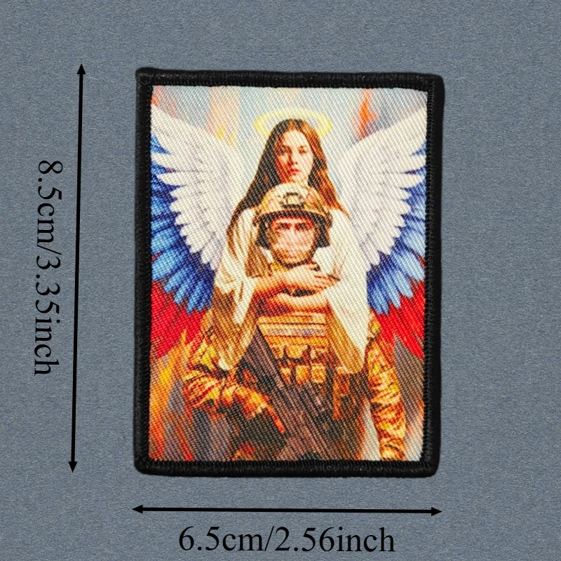 Parche estampado de ángeles para proteger los soldados, chaleco táctico, insignia de moral con gancho y bucle, pegatinas para mochila, parches para brazalete para ropa - imagen 3