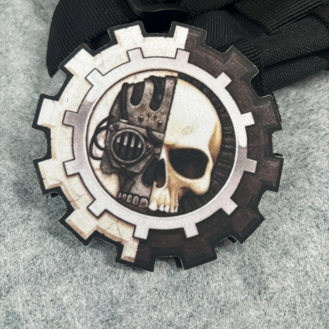 Parche impreso de calavera mecánica, insignia de moral táctica de calavera de visión nocturna, parches de gancho y bucle, brazalete militar, pegatinas para mochila - imagen 5