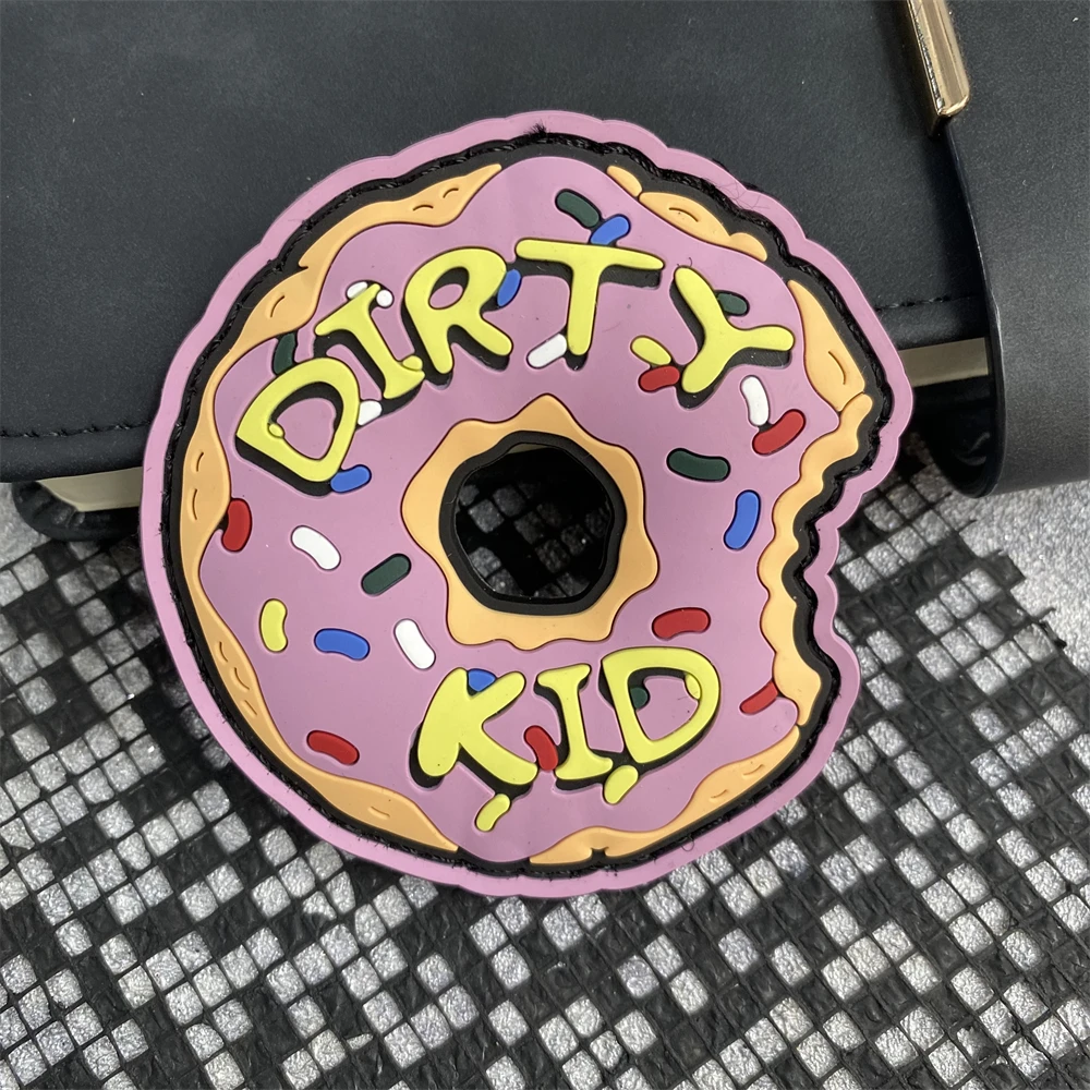 Hard To Find/RARE Dirty Kid Donut PVC parche táctico gancho y bucle no superficie WRMFZY FOG GWA mochila militar accesorios pegatina