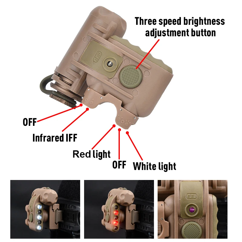 WADSN-Luz táctica para casco rápido GEN2, linterna LED blanca y roja de alto Lumen, arma táctica para Rifle, luz de señal, caza con rifle - imagen 2