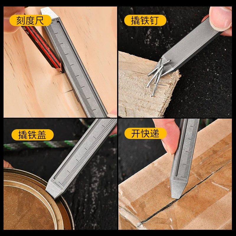 Adorno de mochila portátil con regla divisoria de escala multifuncional de aleación de titanio - imagen 2