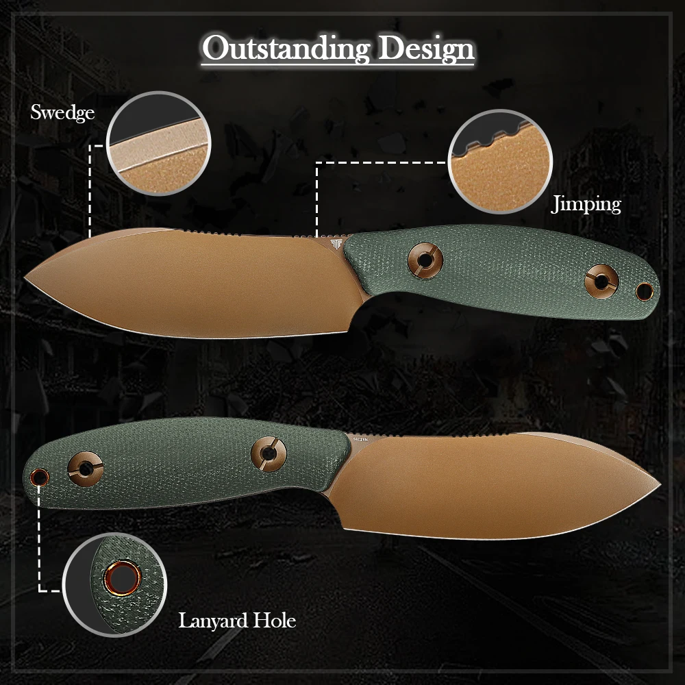 TRIVISA cuchillo recto de caza Sandvik 14C28N Micarta Kydex - imagen 4