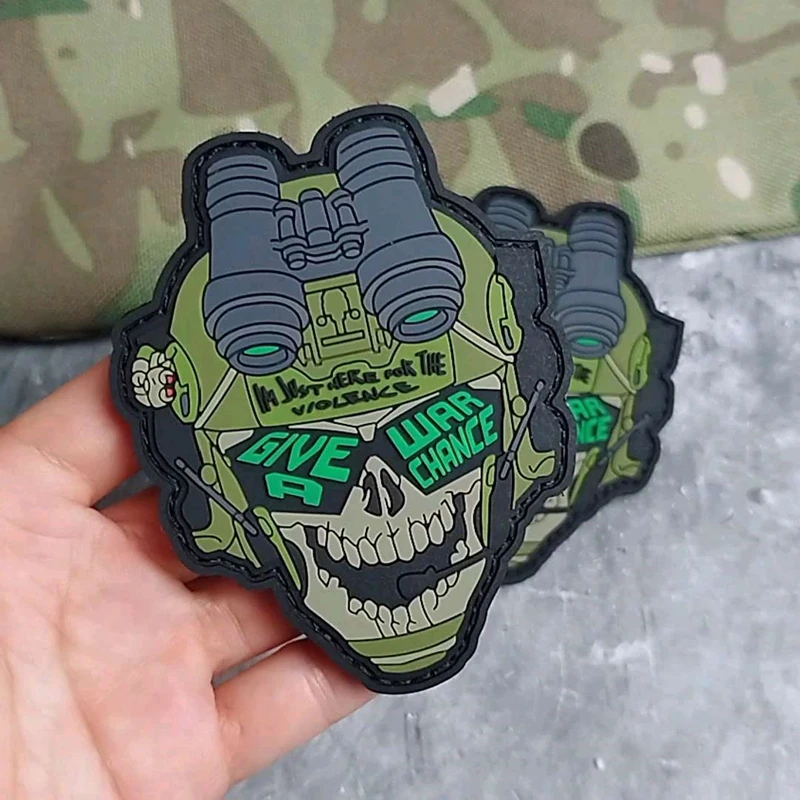 Parches de PVC de soldados de esqueleto táctico, regala la guerra, una posibilidad, solo estoy aquí para la violencia, brazalete para decoración de ropa de bolso - imagen 3