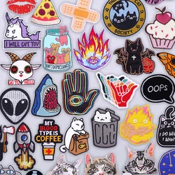 Parche de gato de dibujos animados para planchar, parche bordado para chaqueta, gorra, insignia térmica, reparación de ropa, apliques bordados, bonito diseño de animales