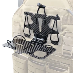 Soporte de montaje de sistema Molle de fibra de carbono, chaleco táctico Universal, tablero de navegación plegable para colgar en el pecho para teléfono móvil
