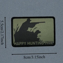 Parche insignia moral tiempo de caza feliz con gancho y bucle táctico