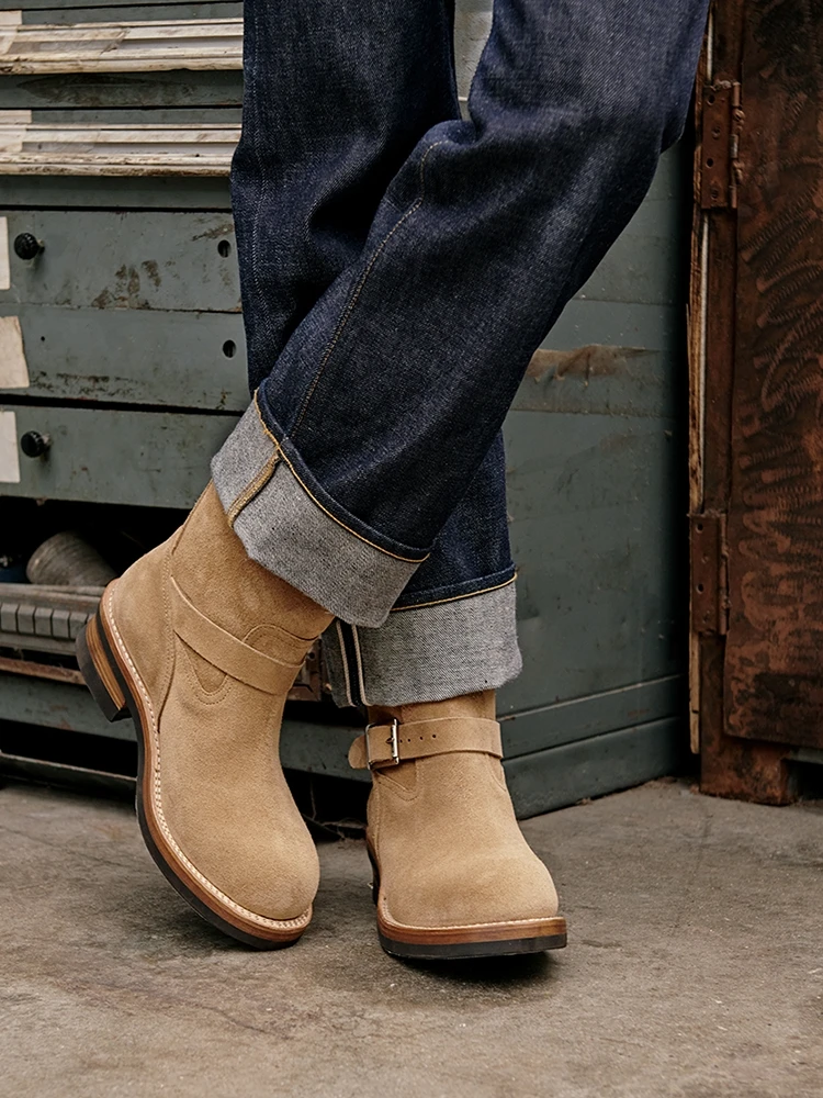 KOWM zapatos de senderismo de piel de vaca, botas de trekking para hombres, botas de ingeniero, ropa de trabajo, zapatos goodyear, zapatos de moda para caminar en el tobillo, zapatos de motocicleta - imagen 5