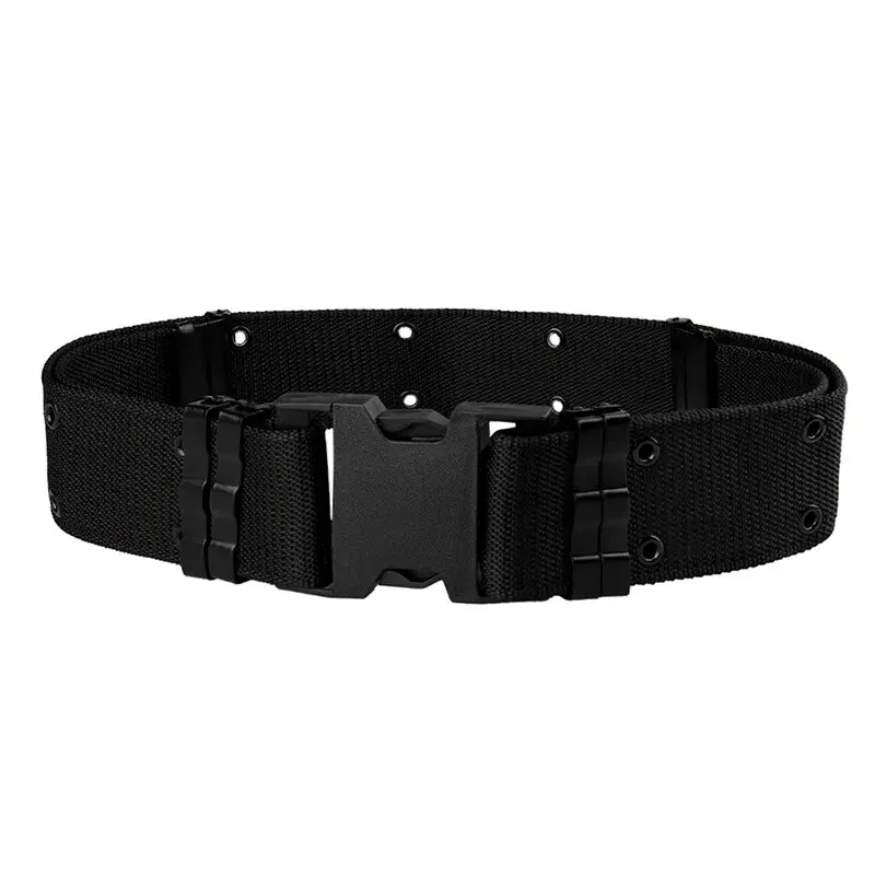 Un cinturón exterior táctico para hombre hecho de material de nailon, con un anillo de fijación de metal y una hebilla de ajuste, adecuado para deportes al aire libre. - imagen 2