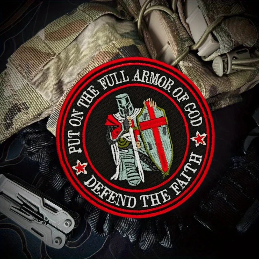 PUT ONTJE ARMOR COMPLETO DE DIOS DEFENDER EL FED Moral parche bordado insignia táctica militar brazalete gancho y bucle mochila pegatinas - imagen 4