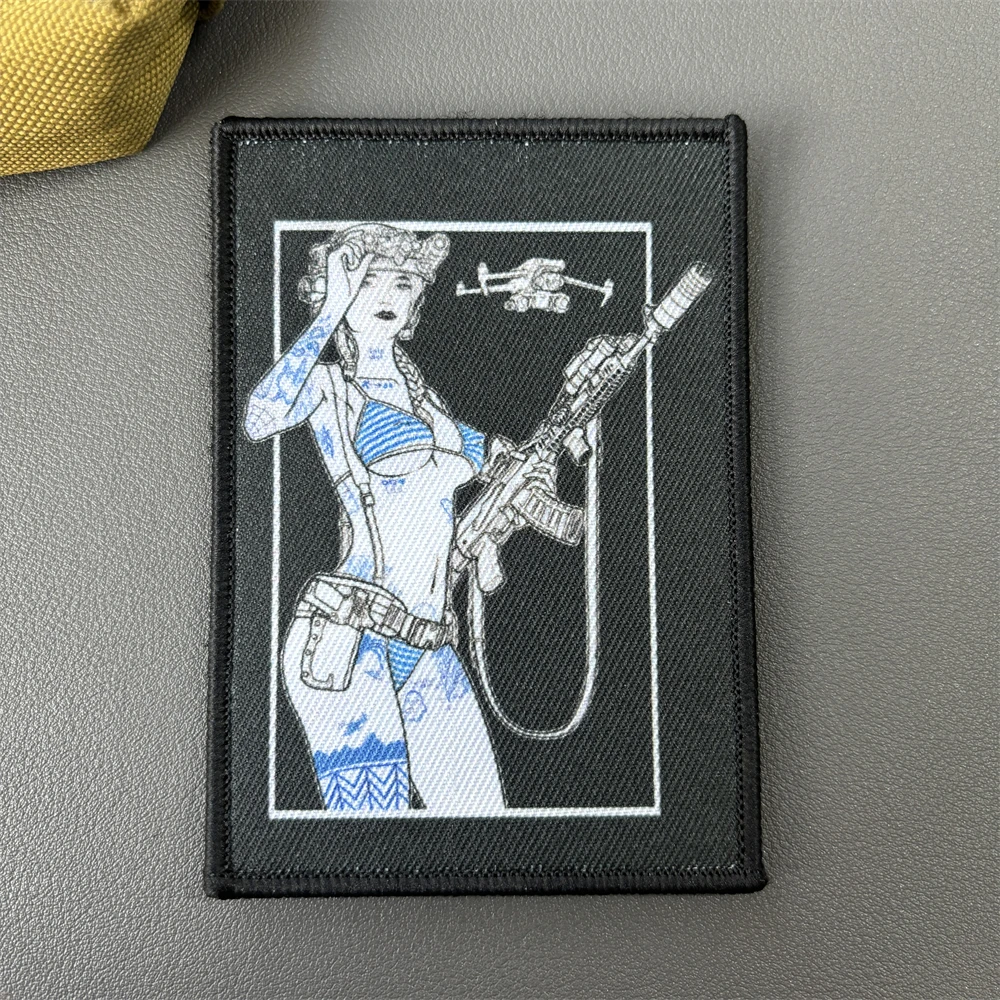 Parche de moral táctico de belleza Sexy "Cabeza, ojos", parche divertido de gancho y bucle, insignia del ejército militar, brazalete, pegatinas impresas para mochila - imagen 4