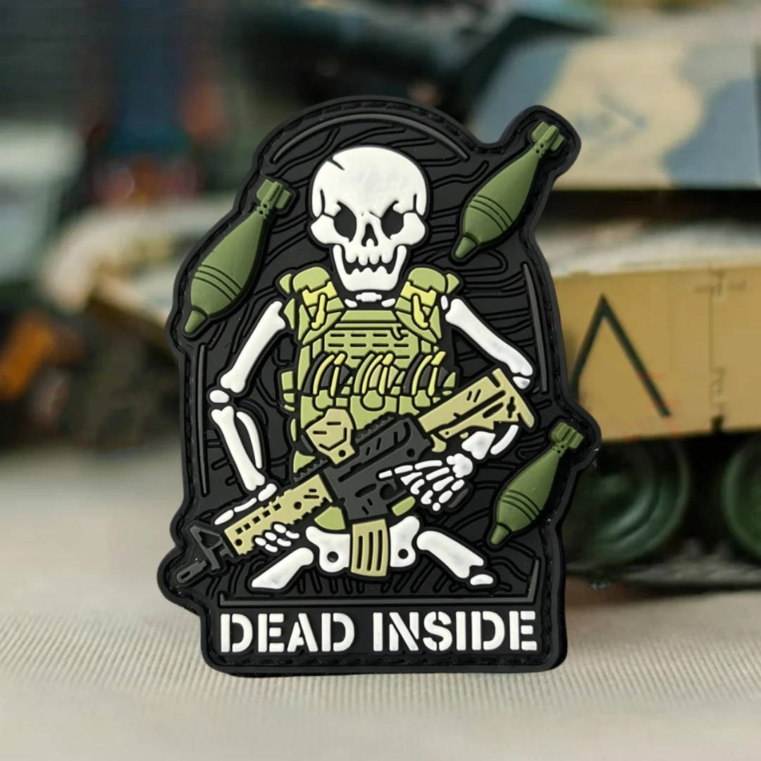 Parches de gancho y bucle de PVC Dead Inside para ropa, insignias de parche táctico de moral de calavera en pegatina para mochila, brazalete del ejército militar - imagen 4