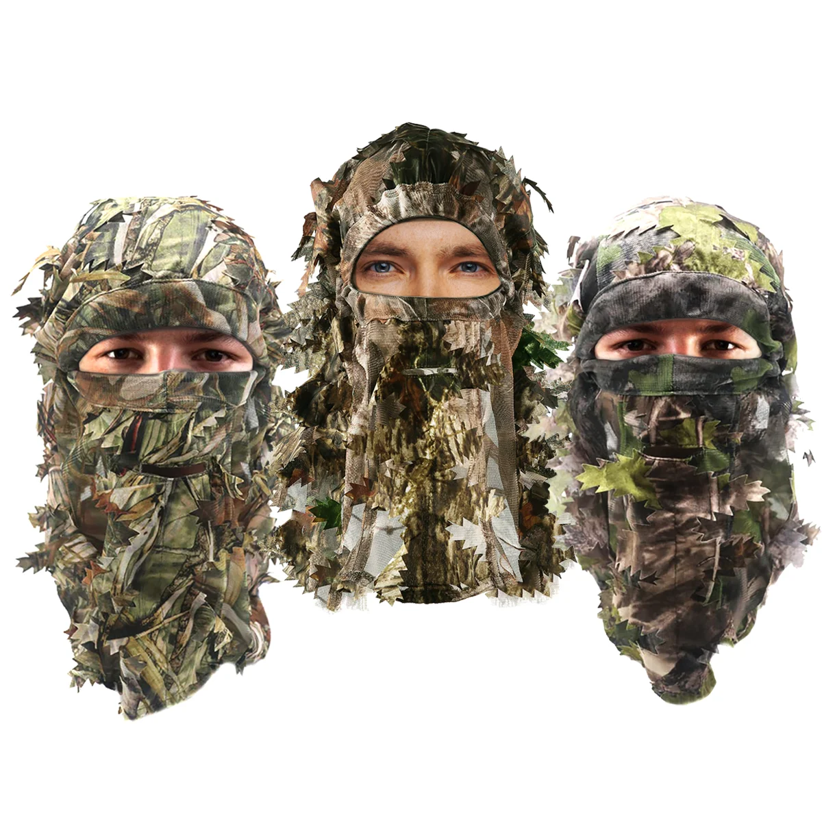 Gorro de camuflaje 3D Leafy Ghillie y máscara facial completa - Equipo de caza ultra sigiloso para la temporada de Turquía - Accesorio perfecto para Halloween