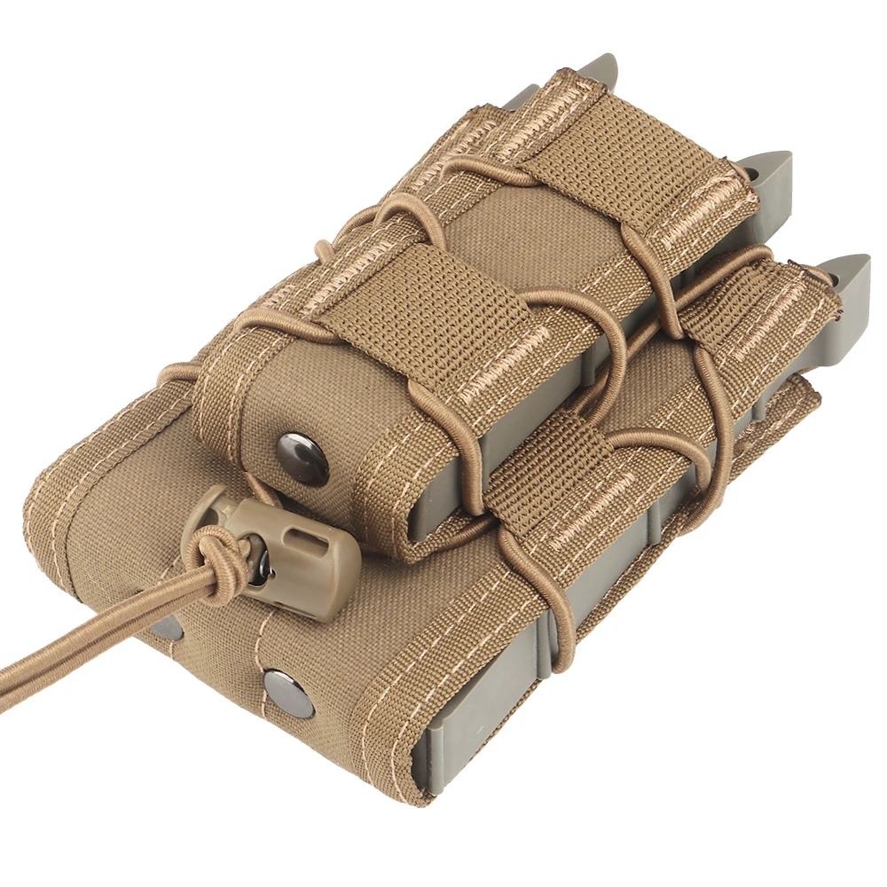 Molle-bolsa doble para Rifle y pistola Mag, soporte de 2 capas, 9mm/5,56, cinturón de sujeción rápida, juego de cargador - imagen 5