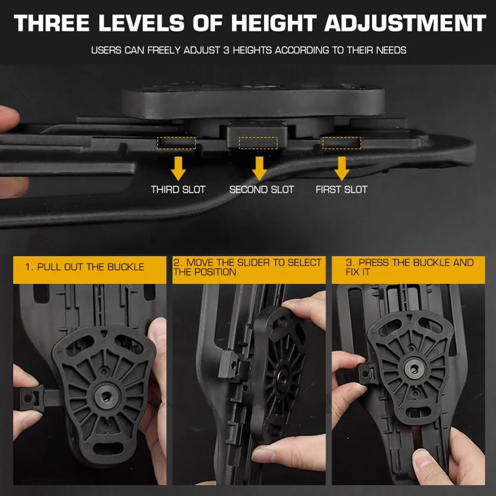 Adaptador de funda táctica, plataforma de ajuste de altura de tres niveles, funda de tiro Airsoft para caza, Base adaptadora de liberación rápida - imagen 3