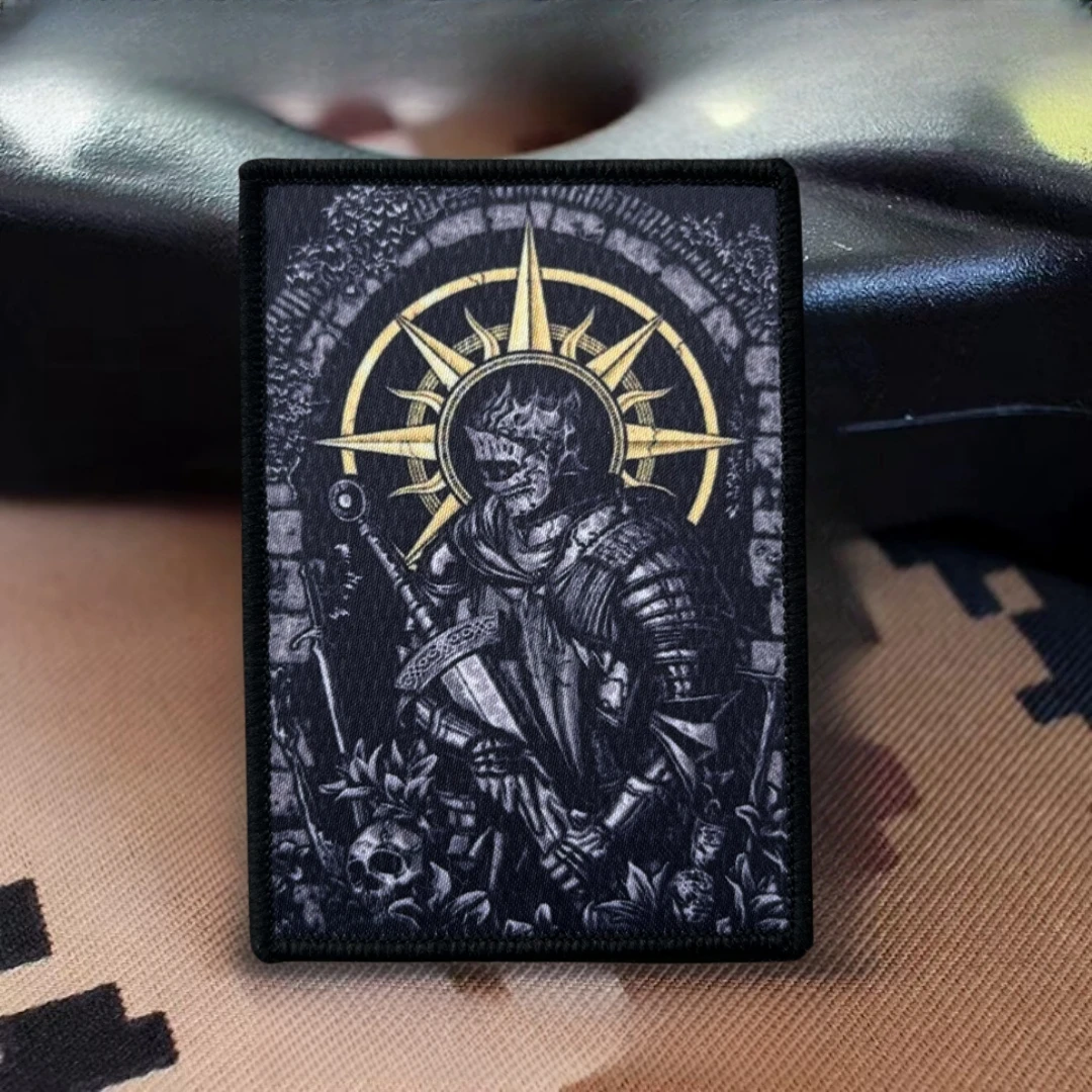 Parche de insignia de moral táctica de caballero esqueleto de Dark Souls, pegatina para mochila del ejército militar, parches de gancho y bucle impresos para ropa - imagen 2