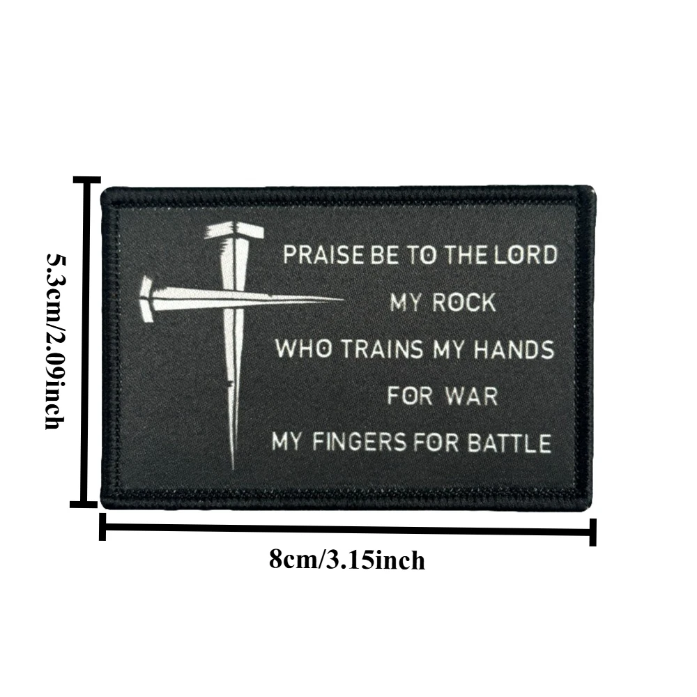 Salmos 144:1-2 Parche táctico moral Ejército militar Parches impresos con gancho para ropa Mochila Pegatinas - imagen 3