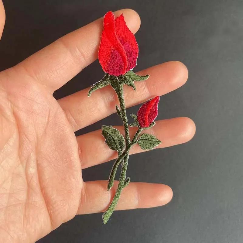 Parche de flores de tela con apliques 3D, bordado termocollante, pegatinas de planchado para ropa, decoración de vestidos, 3,5x11CM - imagen 5