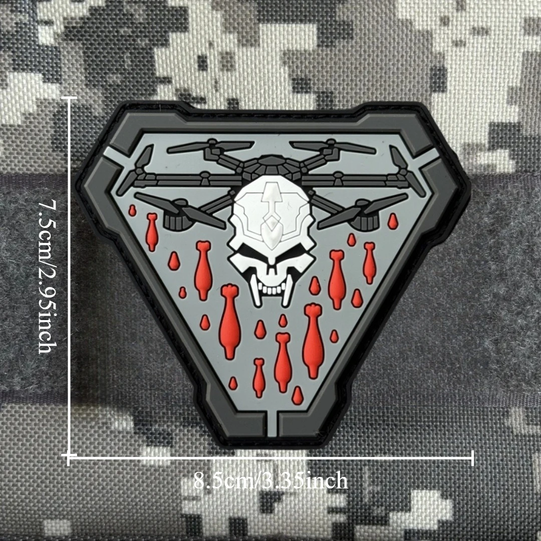 Parche táctico de moral de cráneo divertido, insignia militar, parches de bucle de gancho de PVC 3D, pegatina para mochila de equipo al aire libre - imagen 2