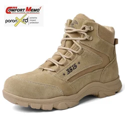 Zapatos de senderismo de cuero de vaca, botas tácticas de combate para el desierto, botas de caza impermeables para hombre, zapatos tobilleros, zapatillas de trekking al aire libre para hombre