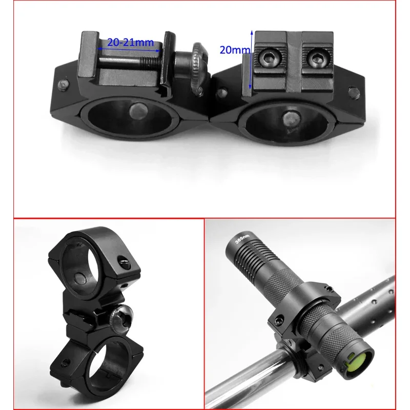 Antorcha táctica de alcance de 25mm/30mm, montaje de mira láser, accesorio adaptador de anillo de linterna RIS de 10mm/20mm - imagen 4