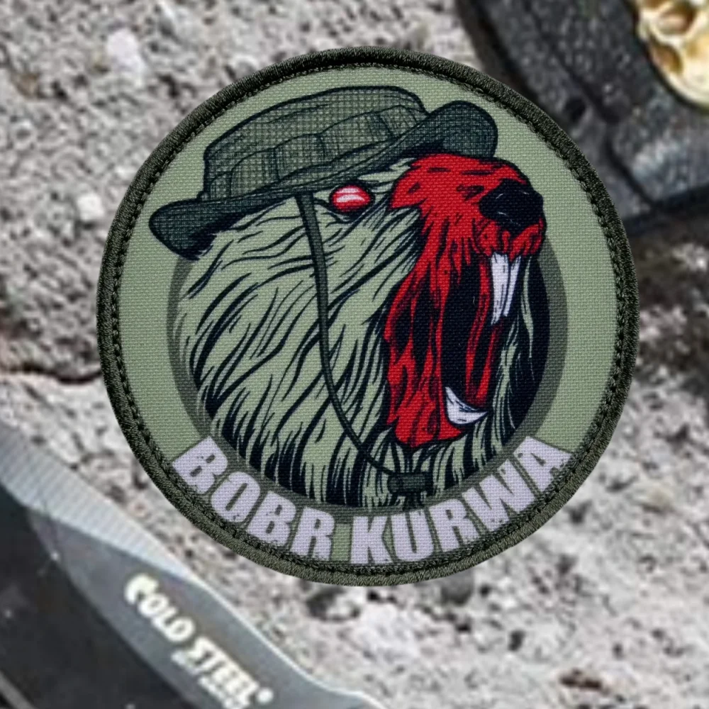 BOBR KURWA-Parche estampado de moral táctica, parches militares del ejército de castor, insignia, brazalete, gancho y bucle, accesorios para mochila, pegatina