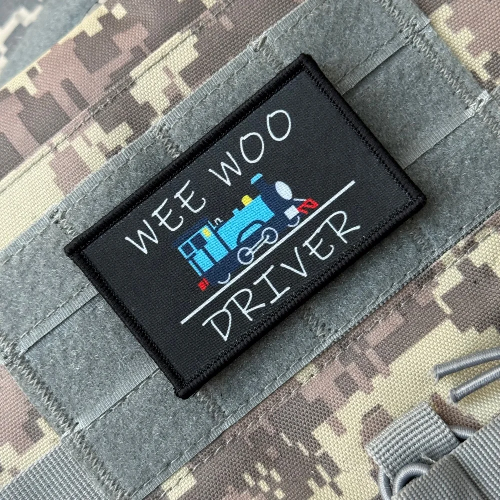 WEE WOO DRIVER tren insignia de moral táctica apliques personalizados militares parches de gancho y bucle impresos para ropa pegatinas de mochila