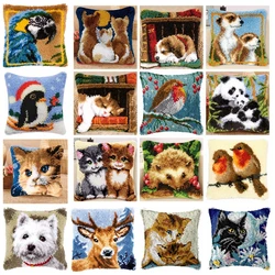 Gran oferta de animales Smyrna pestillo gancho almohada alfombra bordada cojín paquete de botones DIY pestillo gancho alfombra Kits knoopkussen